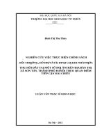 Nghiên cứu việc thực hiện chính sách bồi thường, hỗ trợ và tái định cư khi nhà nước thu hồi đất tại một số dự án trên địa bàn thị xã sơn tây 