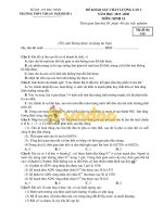 Đề khảo sát chất lượng lần 1 môn Sinh học lớp 12 năm 2019-2020 - Trường THPT Thuận Thành số 1 (Mã đề 132)