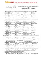 Đề thi khảo sát đầu năm môn Tiếng Anh lớp 12 năm học 2017-2018 – Trường THPT Yên Mô A (Mã đề 126)