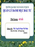 Những vấn đề cơ bản về danh mục đầu tư  - Quản lý danh mục đầu tư