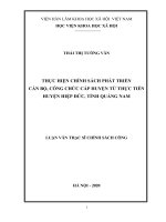 (Luận văn thạc sĩ) Thực hiện chính sách phát triển cán bộ, công chức cấp huyện từ thực tiễn huyện Hiệp Đức, tỉnh Quảng Nam