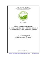 (Luận văn thạc sĩ) Nâng cao hiệu quả cho vay hộ nghèo tại Ngân hàng Chính sách Xã hội thành phố Sông Công, tỉnh Thái Nguyên