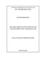 Thực hiện chính sách phát triển du lịch tại huyện đông giang, tỉnh quảng nam 