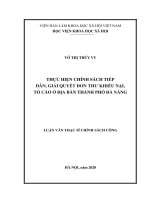 Thực hiện chính sách tiếp dân, giải quyết đơn thư khiếu nại, tố cáo ở địa bàn thành phố đà nẵng 