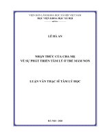 Nhận thức của cha mẹ về sự phát triển tâm lý ở trẻ mầm non 
