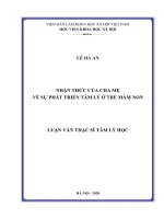 Nhận thức của cha mẹ về sự phát triển tâm lý ở trẻ mầm non 