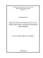 Quản lý xây dựng văn hóa ứng xử tại các trường THCS huyện yên khánh, tỉnh ninh bình 