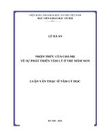 Nhận thức của cha mẹ về sự phát triển tâm lý ở trẻ mầm non 