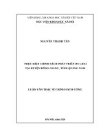Thực hiện chính sách phát triển du lịch tại huyện đông giang, tỉnh quảng nam 
