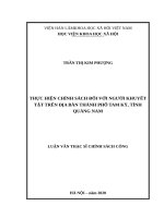 Thực hiện chính sách đối với người khuyết tật trên địa bàn thành phố tam kỳ, tỉnh quảng nam 