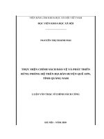 Thực hiện chính sách bảo vệ và phát triển rừng phòng hộ trên địa bàn huyện quế sơn, tỉnh quảng nam 