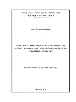 Quản lý hoạt động dạy học tiếng anh tại các trường trung học phổ thông quận cầu giấy, hà nội theo tiếp cận năng lực 