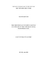 (Luận văn thạc sĩ) Thực hiện pháp luật về nghĩa vụ quân sự của công dân từ thực tiễn quận Cẩm Lệ, thành phố Đà Nẵng