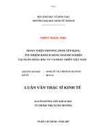 Hoàn thiện phương pháp xếp hạng tín nhiệm khách hàng doanh nghiệp tại ngân hàng đầu tư và phát triển việt nam , luận văn thạc sĩ 