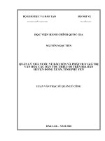 Quản lý nhà nước về bảo tồn và phát huy giá trị văn hóa các dân tộc thiểu số trên địa bàn huyện đồng xuân, tỉnh phú yên 