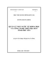 Quản lý nhà nước về khoa học và công nghệ trên địa bàn tỉnh phú yên 
