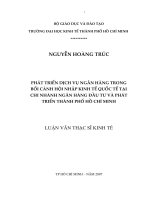 Phát triển dịch vụ ngân hàng trong bối cảnh hội nhập kinh tế quốc tế tại chi nhánh ngân hàng đầu tư và phát triển thành phố hồ chí minh 