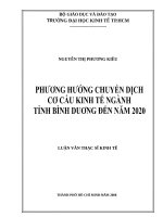 Phương hướng chuyển dịch cơ cấu kinh tế ngành tỉnh bình dương đến năm 2020 