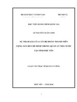 Sự tham gia của cán bộ đoàn thanh niên cộng sản hồ chí minh vào quản lý nhà nước tại tỉnh phú yên 