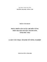 Phát triển sản xuất chè bền vững trên địa bàn huyện thanh sơn, tỉnh phú thọ 