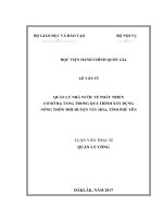 Quản lý nhà nước về phát triển cơ sở hạ tầng trong quá trình xây dựng nông thôn mới trên địa bàn huyện tây hòa, tỉnh phú yên 