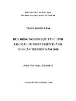 Huy động nguồn lực tài chính cho đầu tư phát triển thành phố cần thơ đến năm 2020 