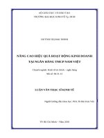 Nâng cao hiệu quả hoạt động kinh doanh tại ngân hàng thương mại cổ phần nam việt , luận văn thạc sĩ 