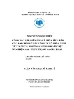 Công tác lập, kiểm tra và phân tích báo cáo tài chính ở các công ty cổ phần niêm yết trên thị trường chứng khoán việt nam hiện nay   thực trạng và giải pháp 