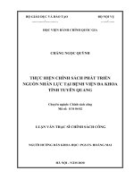 Thực hiện chính sách phát triển nguồn nhân lực tại bệnh viện đa khoa tỉnh tuyên quang 