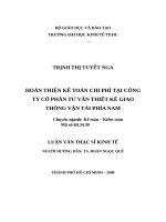 Hoàn thiện kế toán chi phí tại công ty cổ phần tư vấn thiết kế giao thông vận tải phía nam , luận văn thạc sĩ 