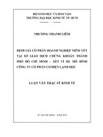 Định giá cổ phần doanh nghiệp niêm yết tại sở giao dịch chứng khoán TPHCM   xét ví dụ mô hình công ty cổ phần cơ điện lạnh 