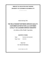 The relationship between service quality, customer satisfaction and customer loyalty in cleaning serviec industry , luận văn thạc sĩ 
