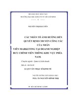Các nhân tố ảnh hưởng đến quyết định chuyển công tác của nhân viên marketing tại doanh nghiệp bưu chính viễn thông khu vực phía nam , luận văn thạc sĩ 