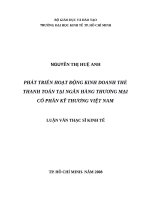 Phát triển hoạt động kinh doanh thẻ thanh toán tại ngân hàng thương mại cổ phần kỹ thương việt nam , luận văn thạc sĩ 