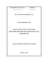 Quản lý nhà nước về xây dựng nông thôn mới trên địa bàn huyện tuy an, tỉnh phú yên 