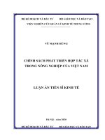 Chính sách phát triển hợp tác xã trong nông nghiệp của việt nam 