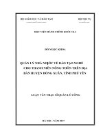 Quản lý nhà nước về đào tạo nghề cho thanh niên nông thôn trên địa bàn huyện đồng xuân, tỉnh phú yên 