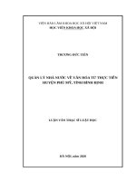 Quản lý nhà nước về văn hóa từ thực tiễn huyện phù mỹ, tỉnh bình định 