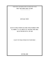Quản lý hoạt động dạy học trải nghiệm môn tự nhiên và xã hội ở các trường tiểu học quận thanh xuân, hà nội 