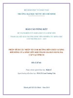 phân tích các nhân tố ảnh hưởng đến chất lượng đời sống của sinh viên khi tham gia bán hàng đa cấp tại tphcm 