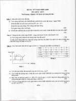 Đề thi cuối học kỳ I năm học 2016-2017 môn Kỹ thuật điện lạnh - ĐH Bách khoa TP.HCM