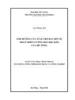 Ảnh hưởng của tỉ lệ tro bay đến sự phát triển cường độ chịu kéo của bê tông 