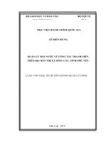 Quản lý nhà nước về công tác thanh niên trên địa bàn thị xã sông cầu, tỉnh phú yên 