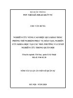 Nghiên cứu nâng cao hiệu quả khai thác phòng thí nghiệm phục vụ đào tạo, nghiên cứu khoa học tại các nhà trường và cơ sở nghiên cứu trong quân đội tt 