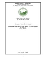 Đề cương chi tiết học phần: Kỹ thuật sản xuất giống và nuôi cá biển