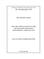 Thực hiện chính sách đào tạo nghề cho thanh niên trên địa bàn huyện hiệp đức, tỉnh quảng nam 