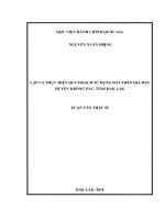 Lập và thực hiện quy hoạch sử dụng đất trên địa bàn huyện krông pắc, tỉnh đắk lắk 