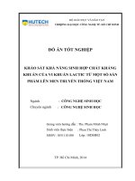 Khảo sát khả năng sinh hợp chất kháng khuẩn của vi khuẩn lactic từ một số sản phẩm lên men truyền thống việt nam​ 