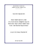 Phát triển dịch vụ thẻ của ngân hàng TMCP đầu tƣ và phát triển việt nam – chi nhánh thạch thất 