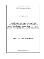 Nghiên cứu đặc điểm cấu trúc và tái sinh tự nhiên của các loài cây gỗ trong một số kiểu thảm thực vật tại xã hoàng tung, huyện hòa an, tỉnh cao bằng​ 
